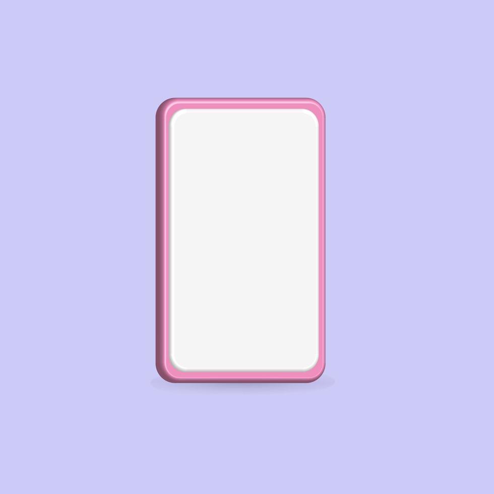 3D blank screen smartphone icon vector illustration pink color and purple background