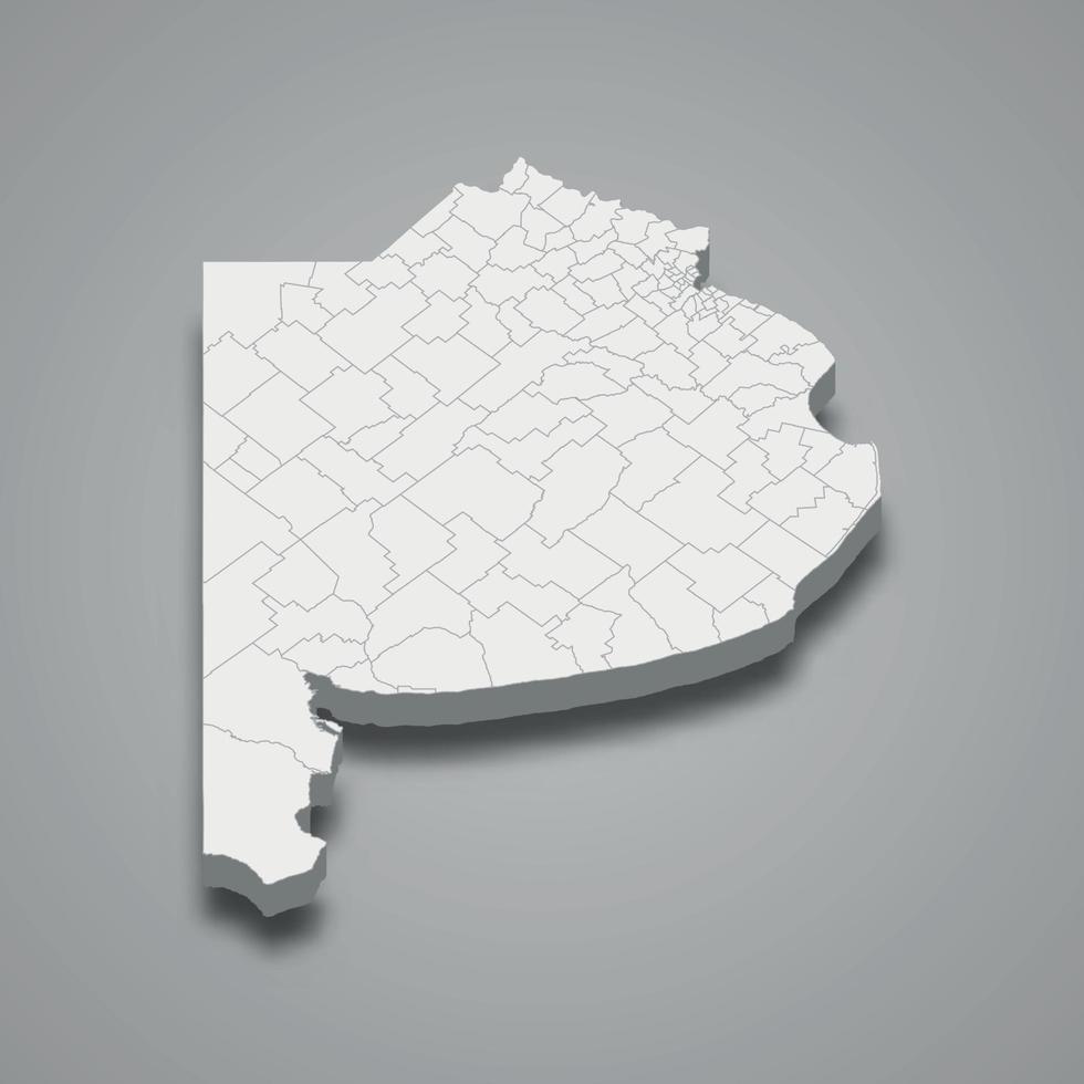 3d isometric map of Buenos Aires is a province of Argentina vector
