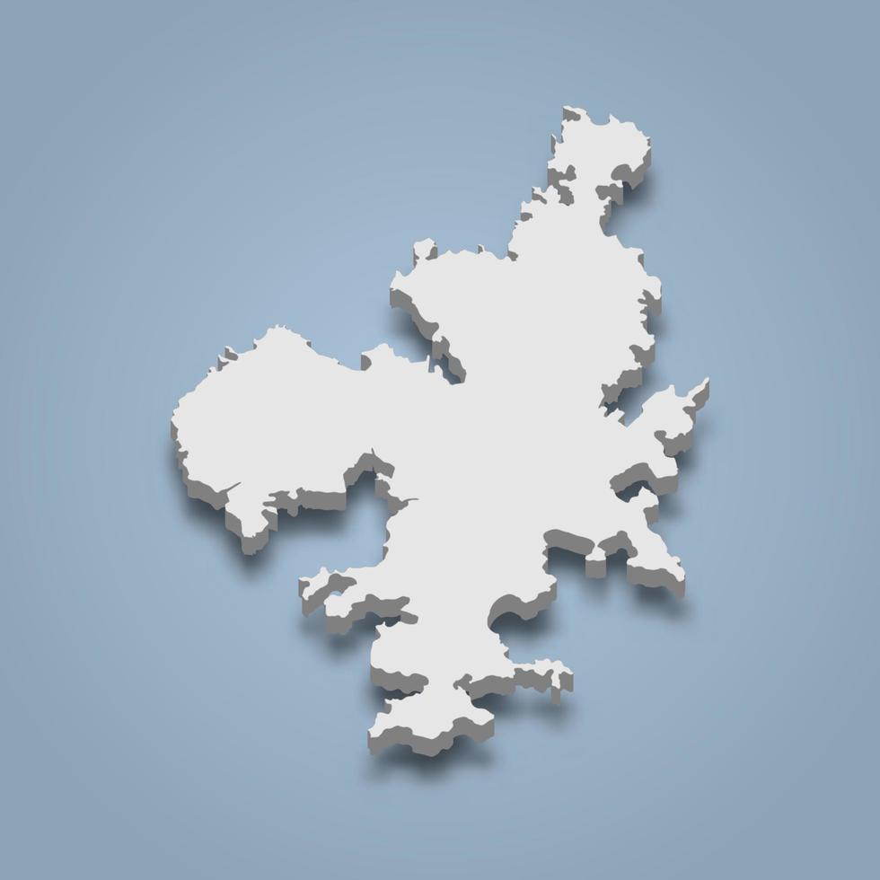 3d isometric map of Geoje Island is an island in South Korea vector