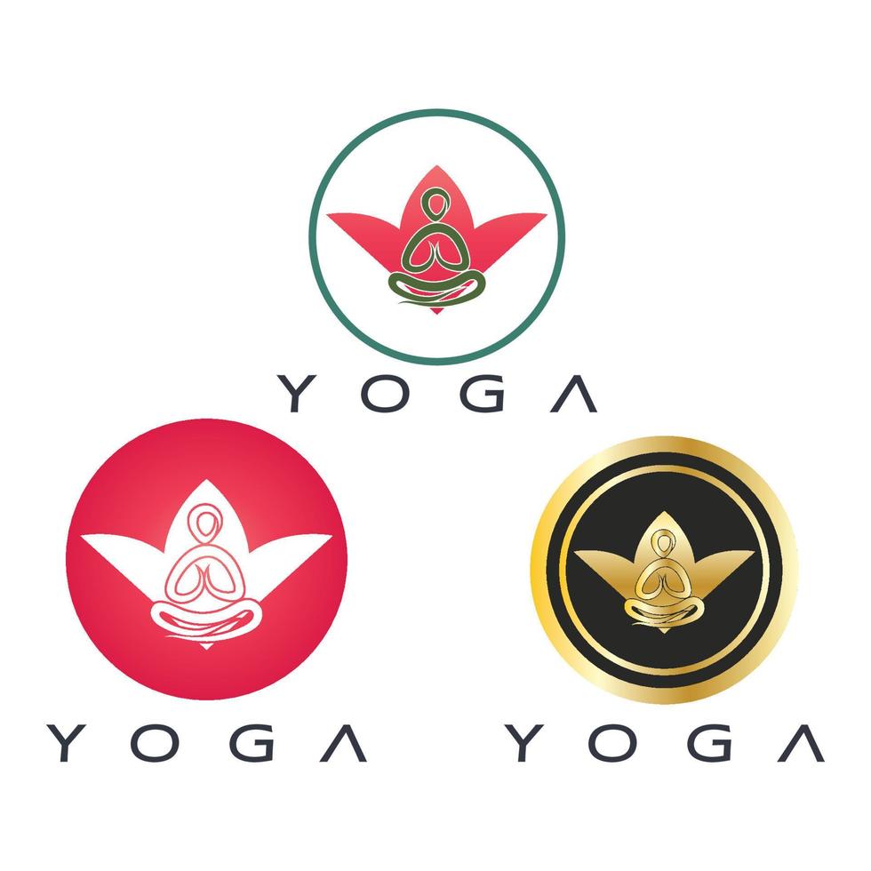 logo design of people doing yoga symbol icon illustration vector