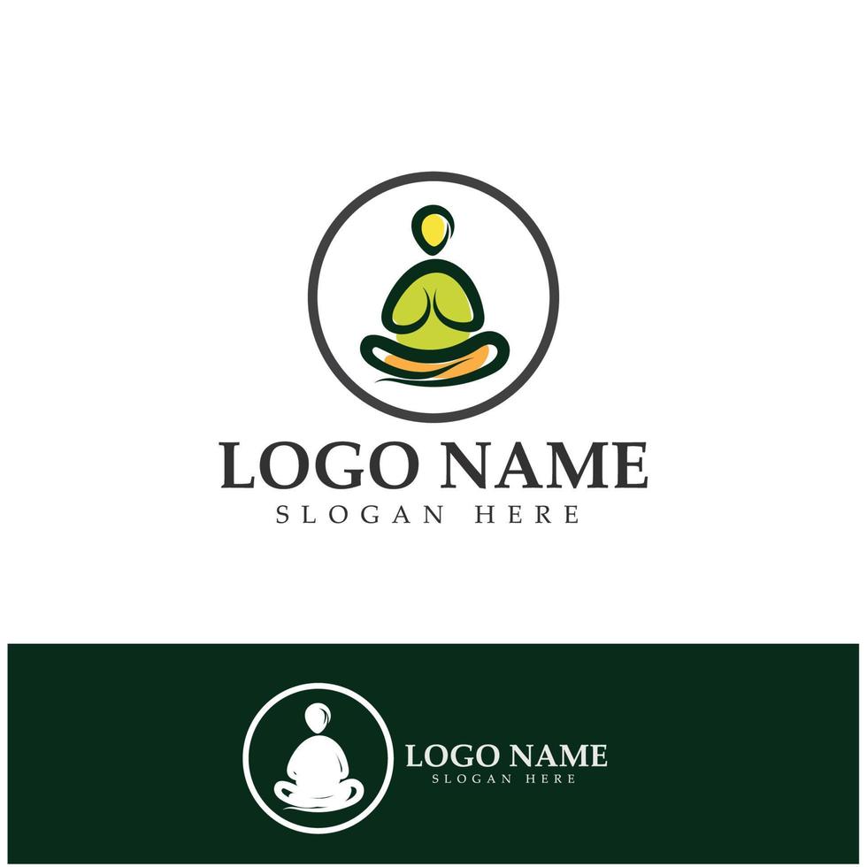 logo design of people doing yoga symbol icon illustration vector