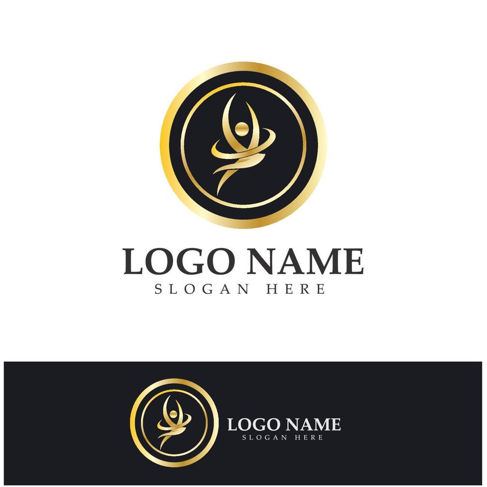 diseño de logotipo de personas que hacen yoga símbolo icono ilustración vector