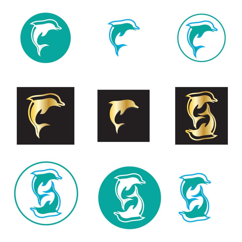 dolphin icon logo design vector