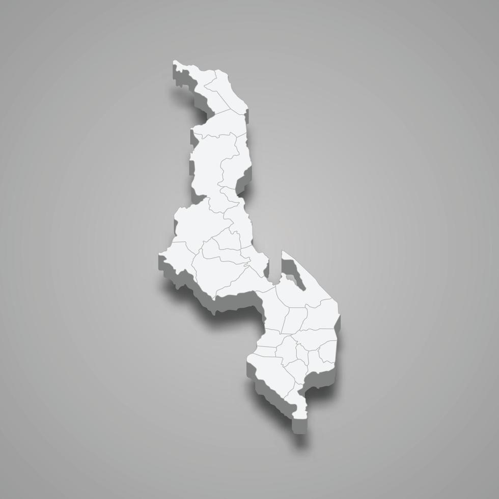 3d map with borders of regions Template for your design vector