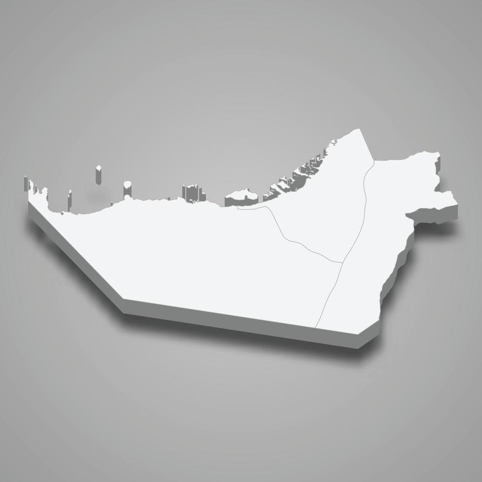 El mapa isométrico 3d de abu dhabi es un emirato de los emiratos árabes unidos vector