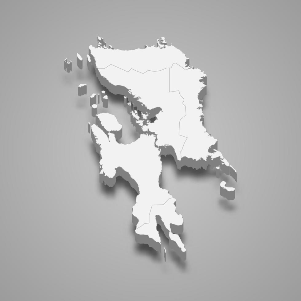 El mapa isométrico 3d de visayas orientales es una región de filipinas, vector