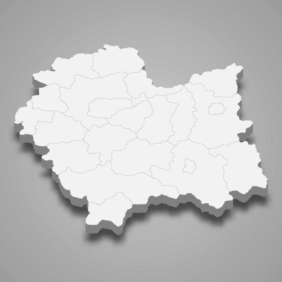mapa 3d del voivodato de polonia menor es una provincia de polonia, vector