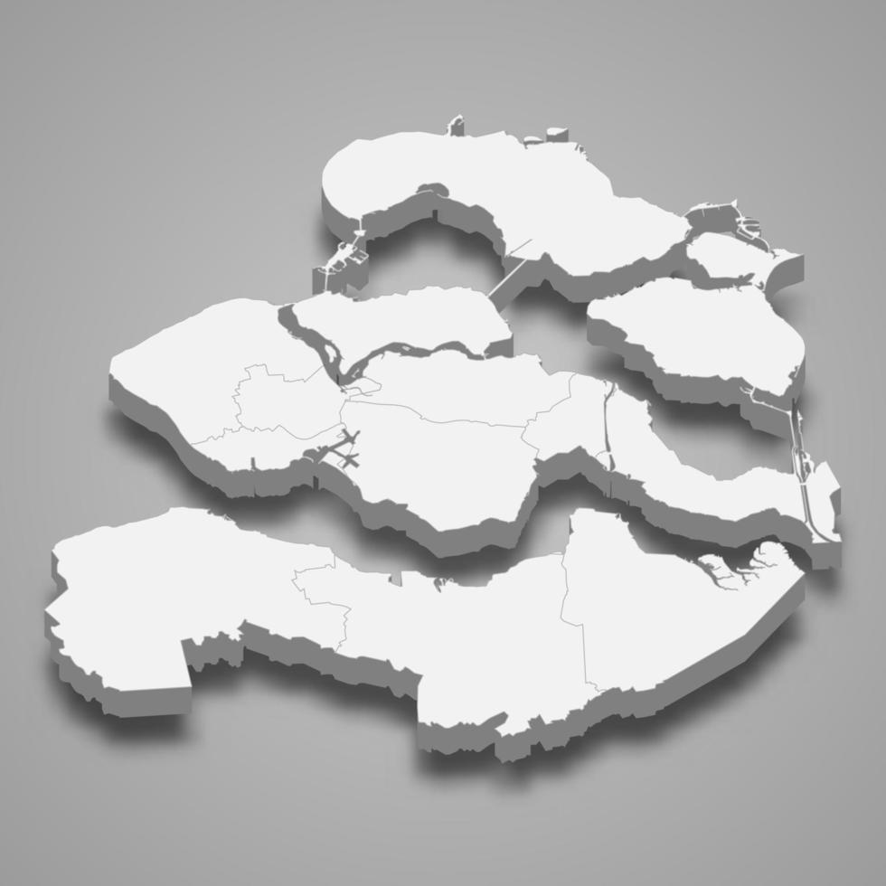 mapa 3d provincia de holanda vector