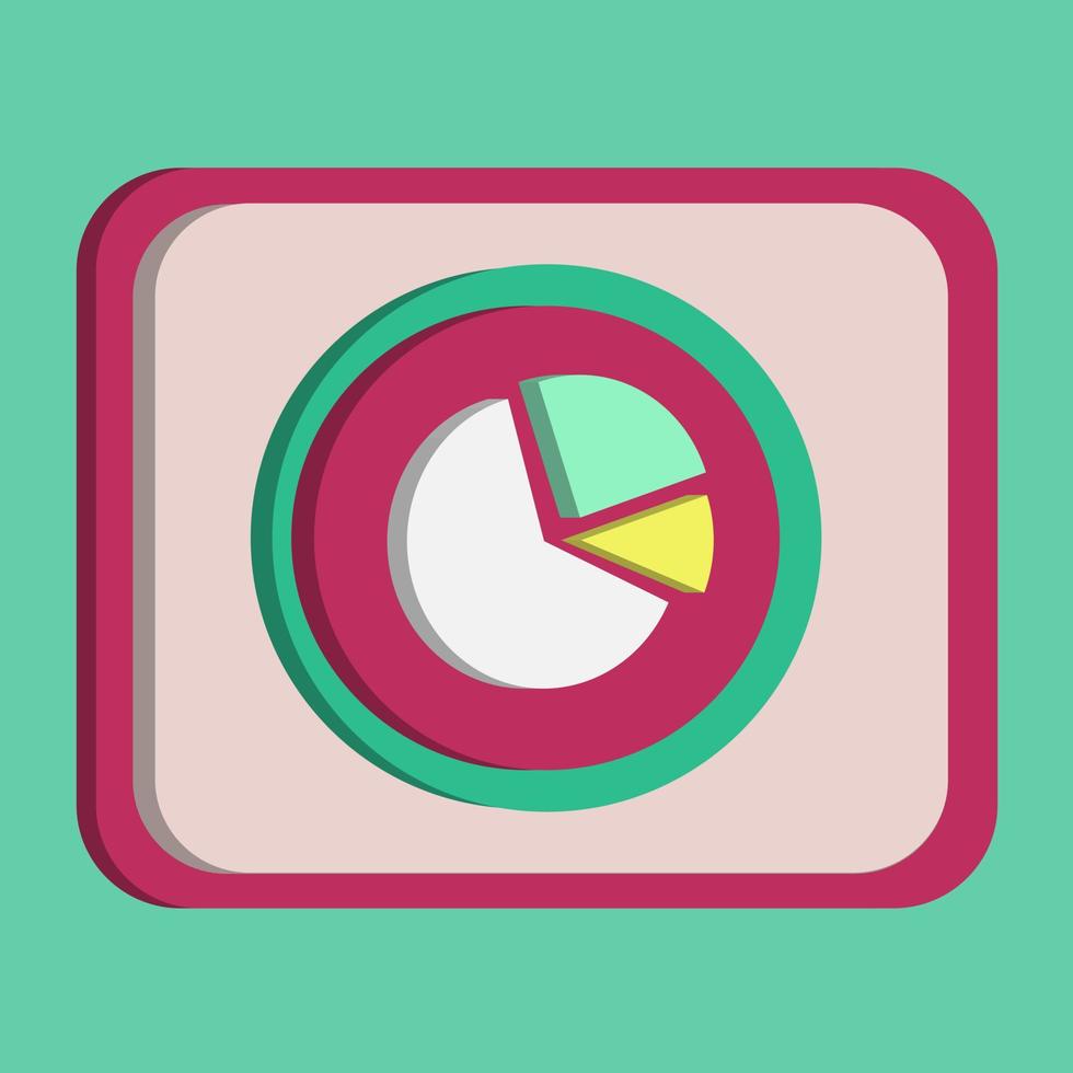 3D chart icon button vector with turquoise and pink background, best for property design images, editable colors, popular vector illustration