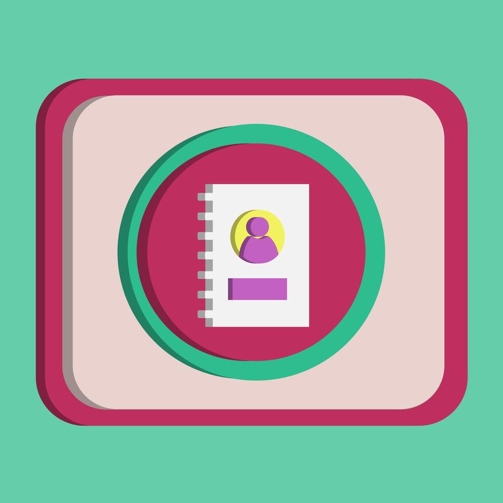 Vector de botón de icono de libro de persona de contacto 3d con fondo turquesa y rosa, mejor para imágenes de diseño de propiedad, colores editables, ilustración de vector popular