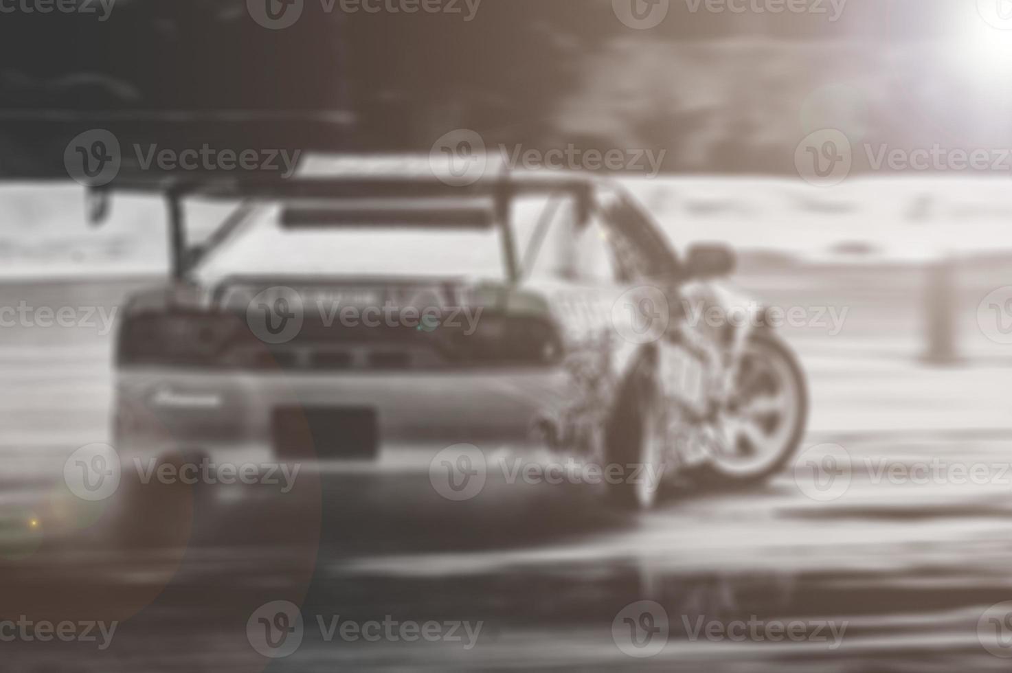 Lens blur of car racing. car race background concept photo