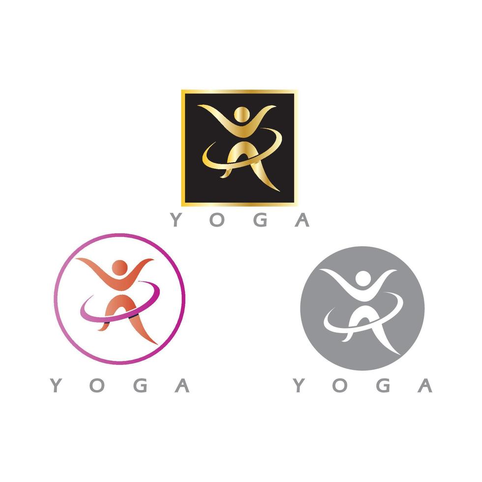 logo design of people doing yoga symbol icon illustration vector