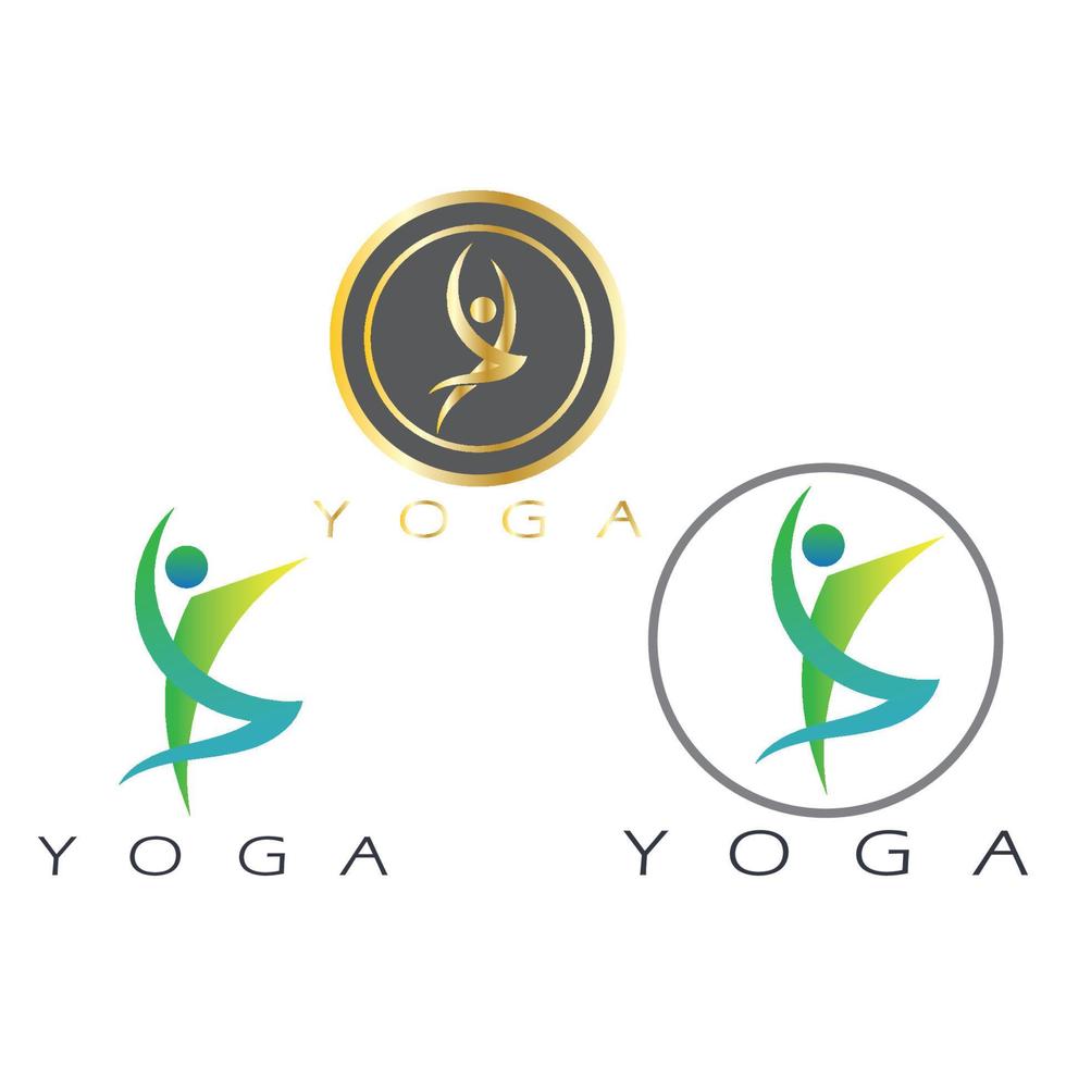 logo design of people doing yoga symbol icon illustration vector