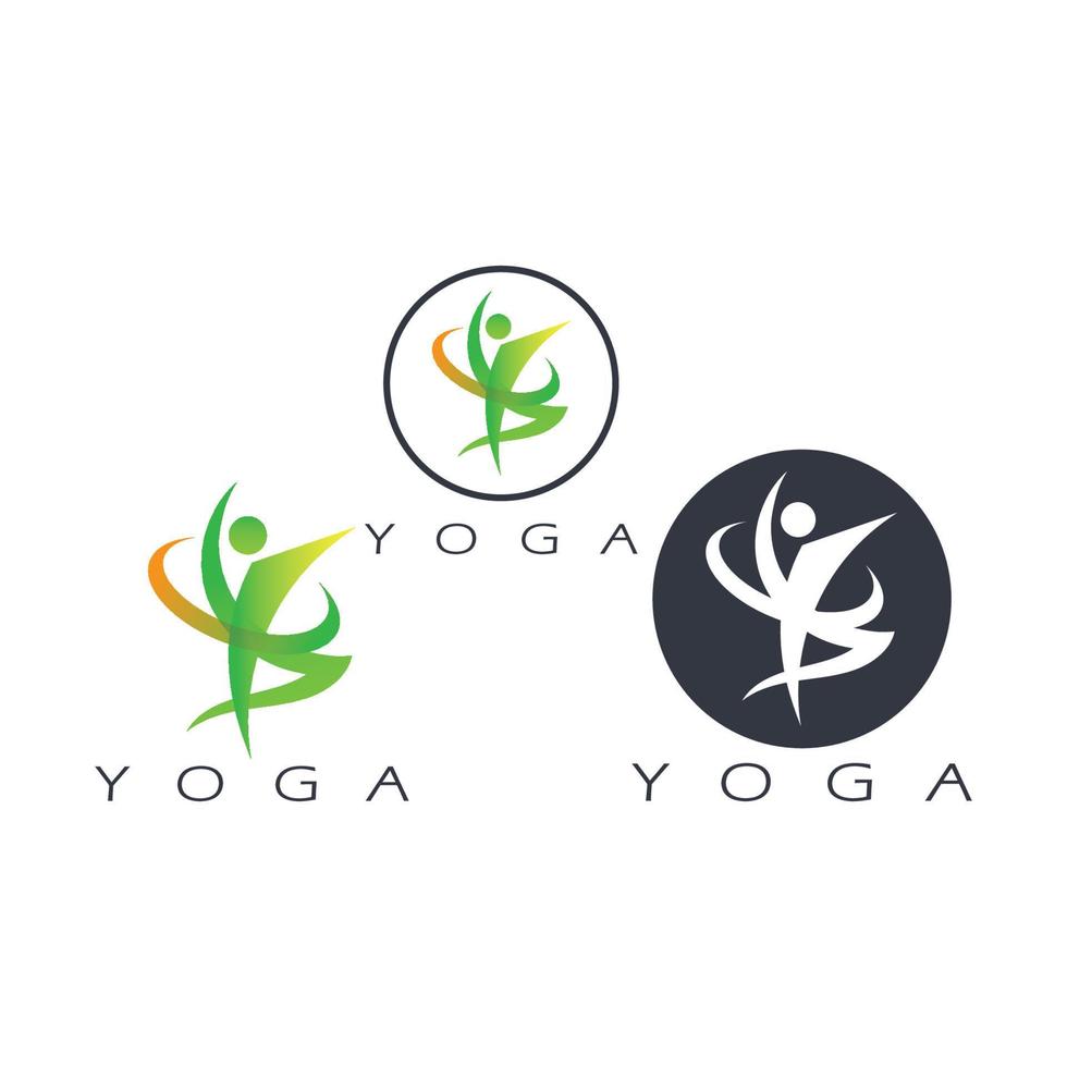 logo design of people doing yoga symbol icon illustration vector