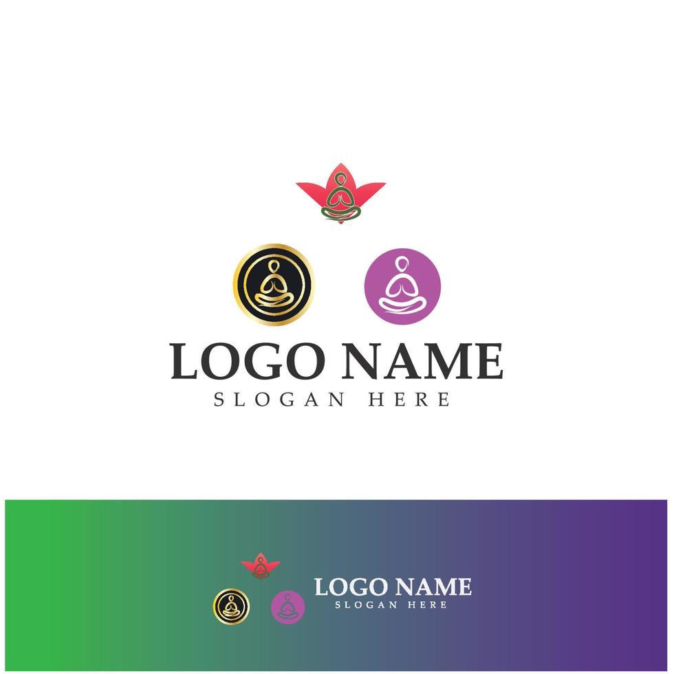 logo design of people doing yoga symbol icon illustration vector