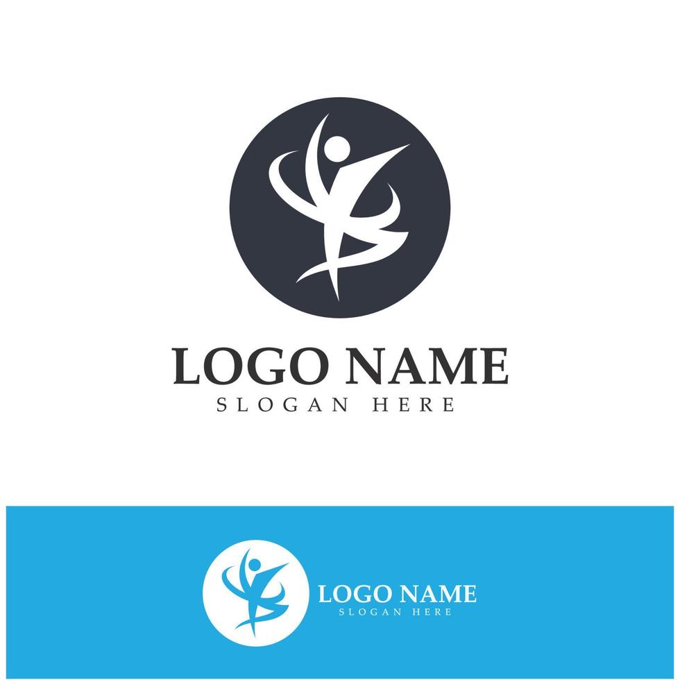logo design of people doing yoga symbol icon illustration vector
