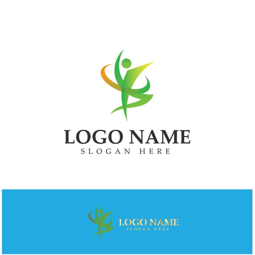 diseño de logotipo de personas que hacen yoga símbolo icono ilustración vector