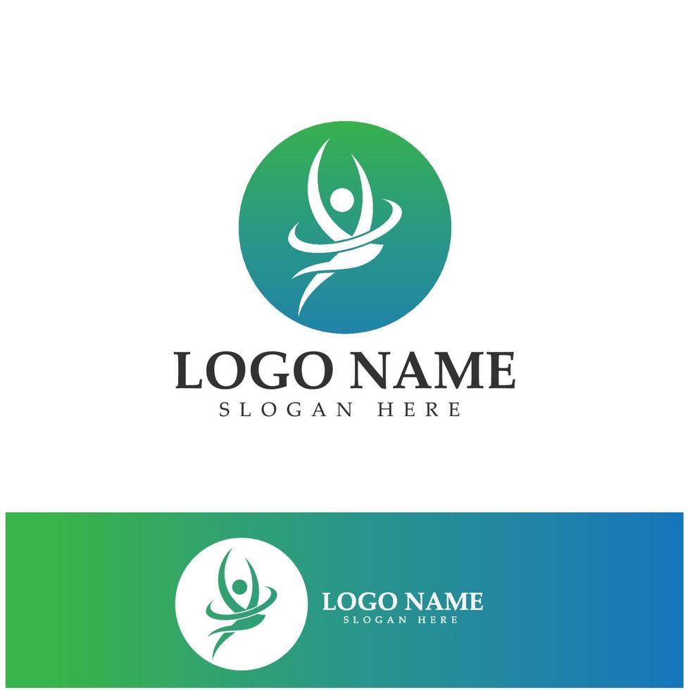 logo design of people doing yoga symbol icon illustration vector