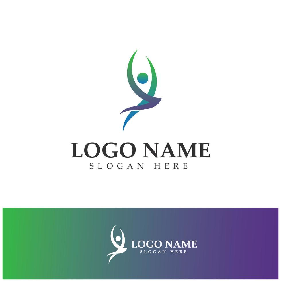 diseño de logotipo de personas que hacen yoga símbolo icono ilustración vector