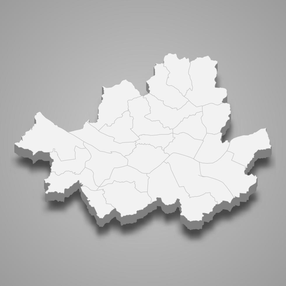 3d map region of South Korea vector