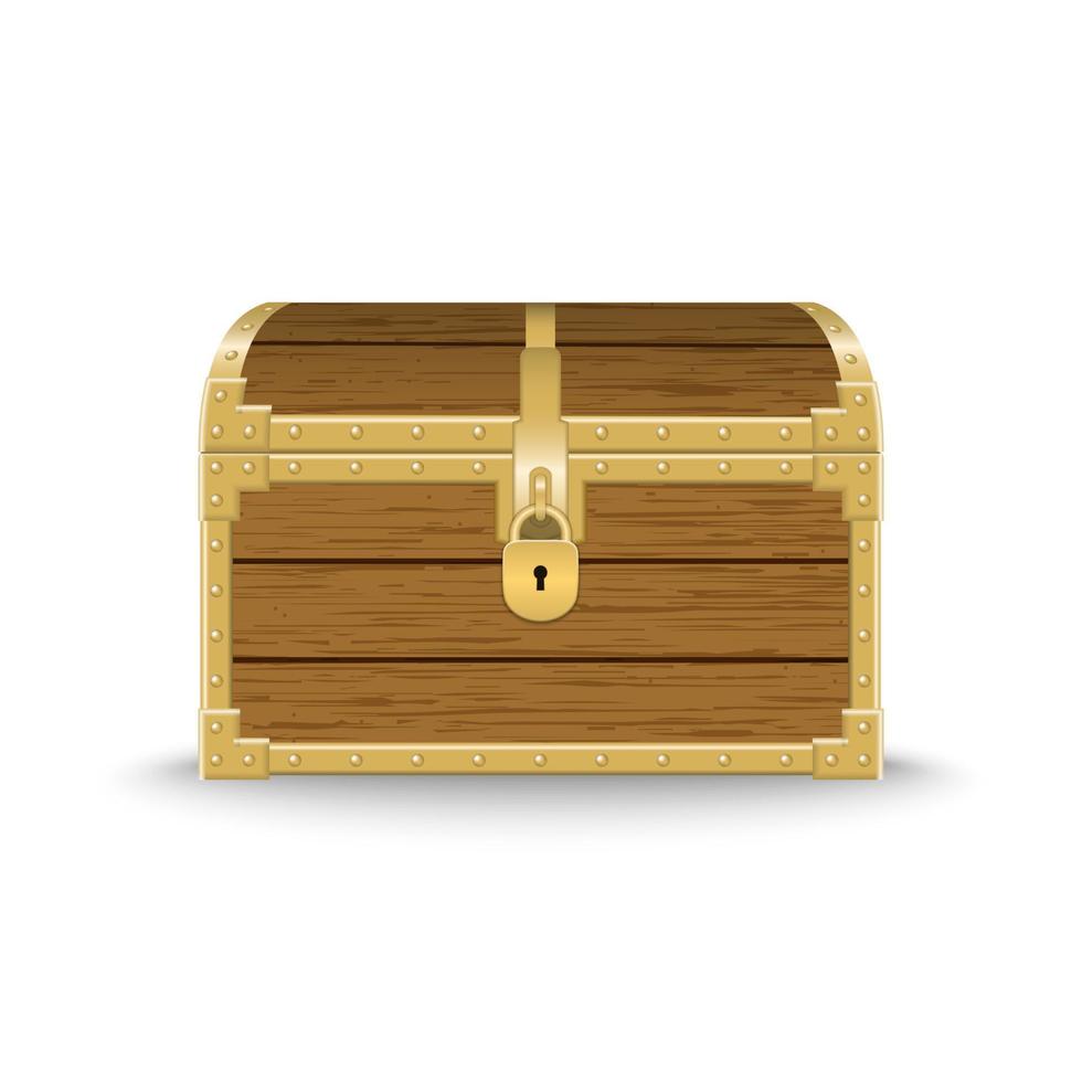 realistic wooden chest . Vector illustration