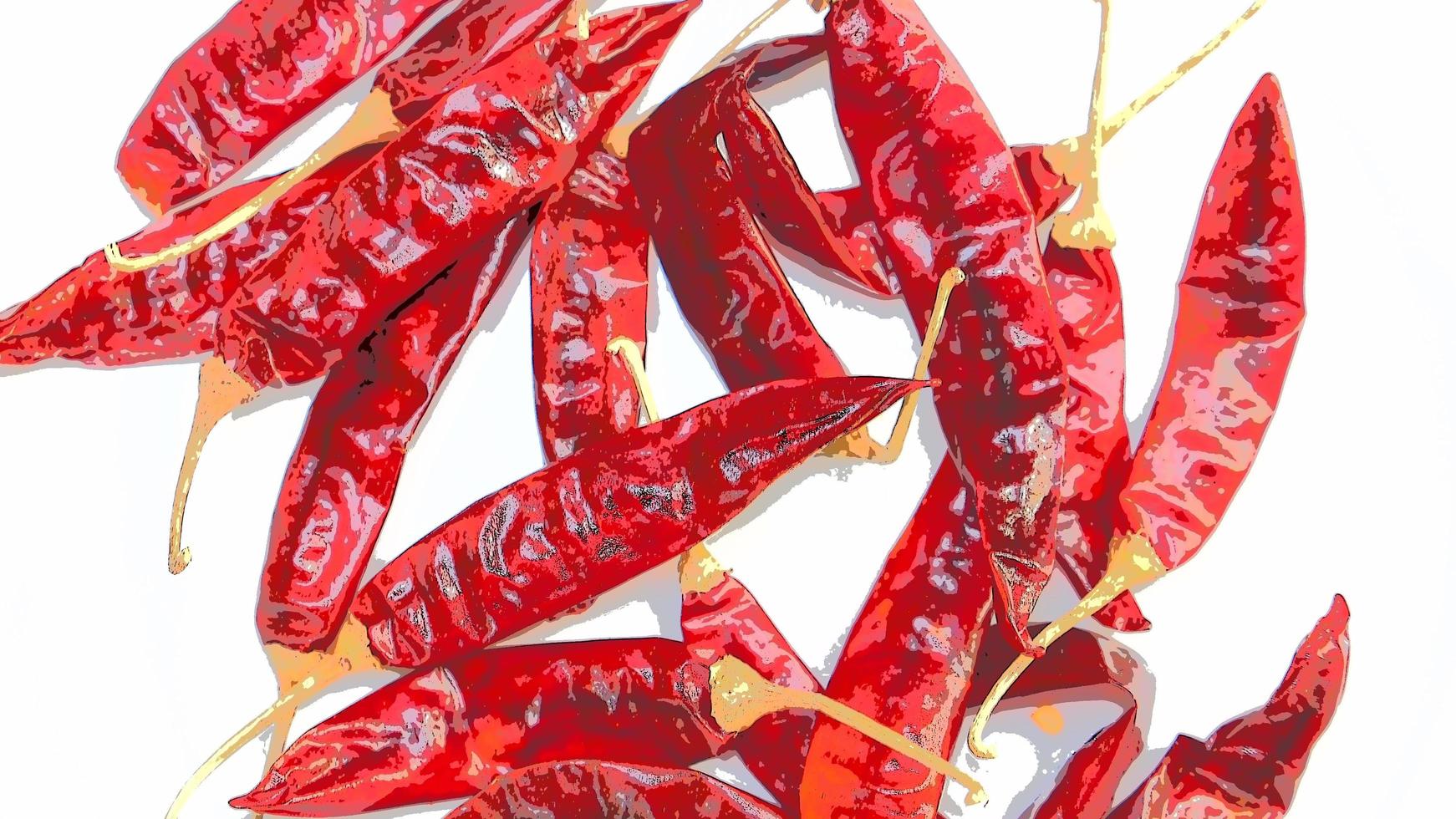 Red Chili Peppers, Chili Pepper Flakes shown against a white background photo