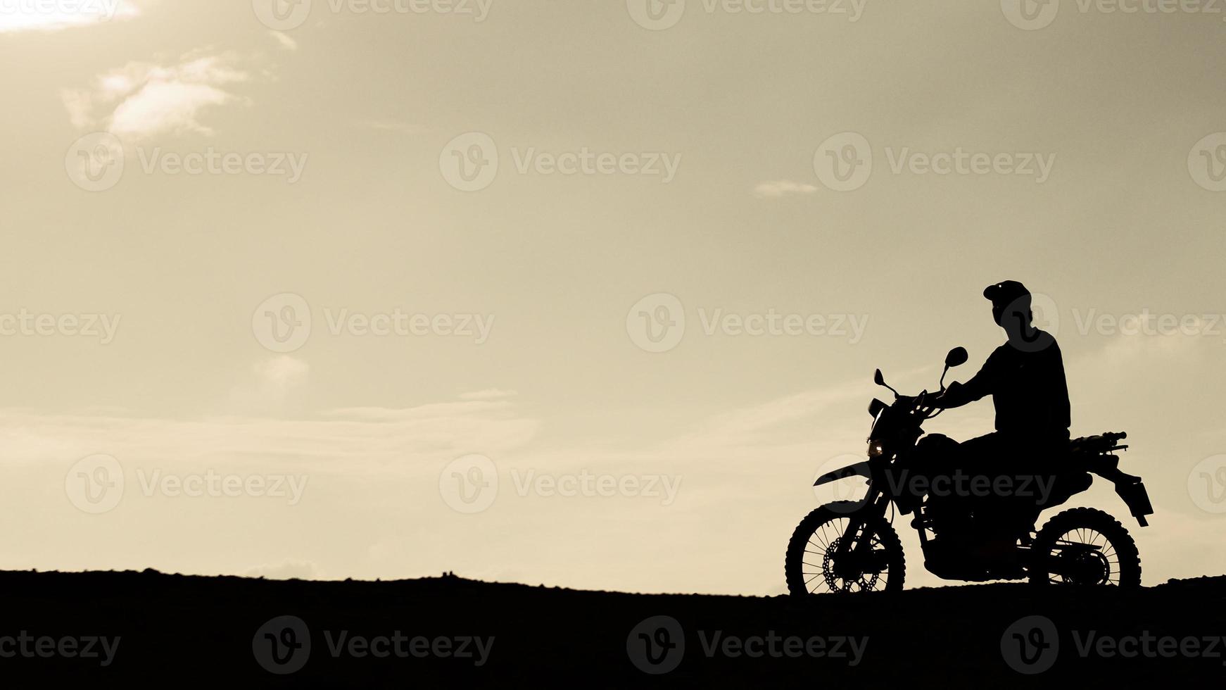 Tourists with motorcycles, motocross. Adventure tourists on motorcycles. men's holiday event ideas photo