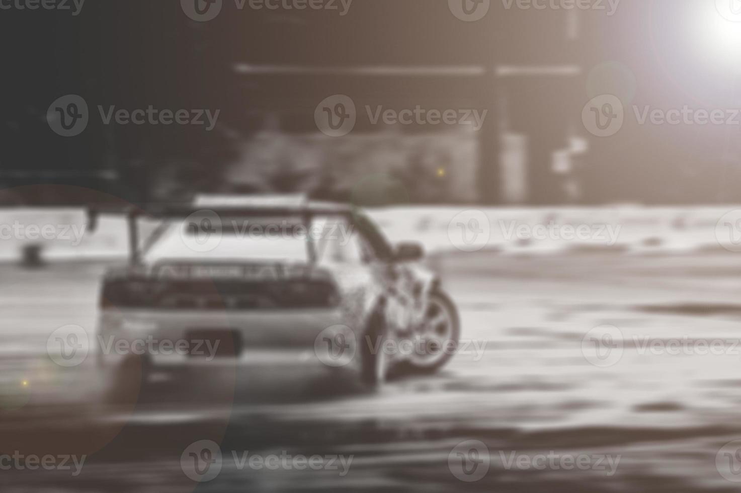 Lens blur of car racing. car race background concept photo