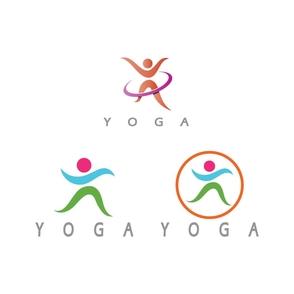 logo design of people doing yoga symbol icon illustration vector