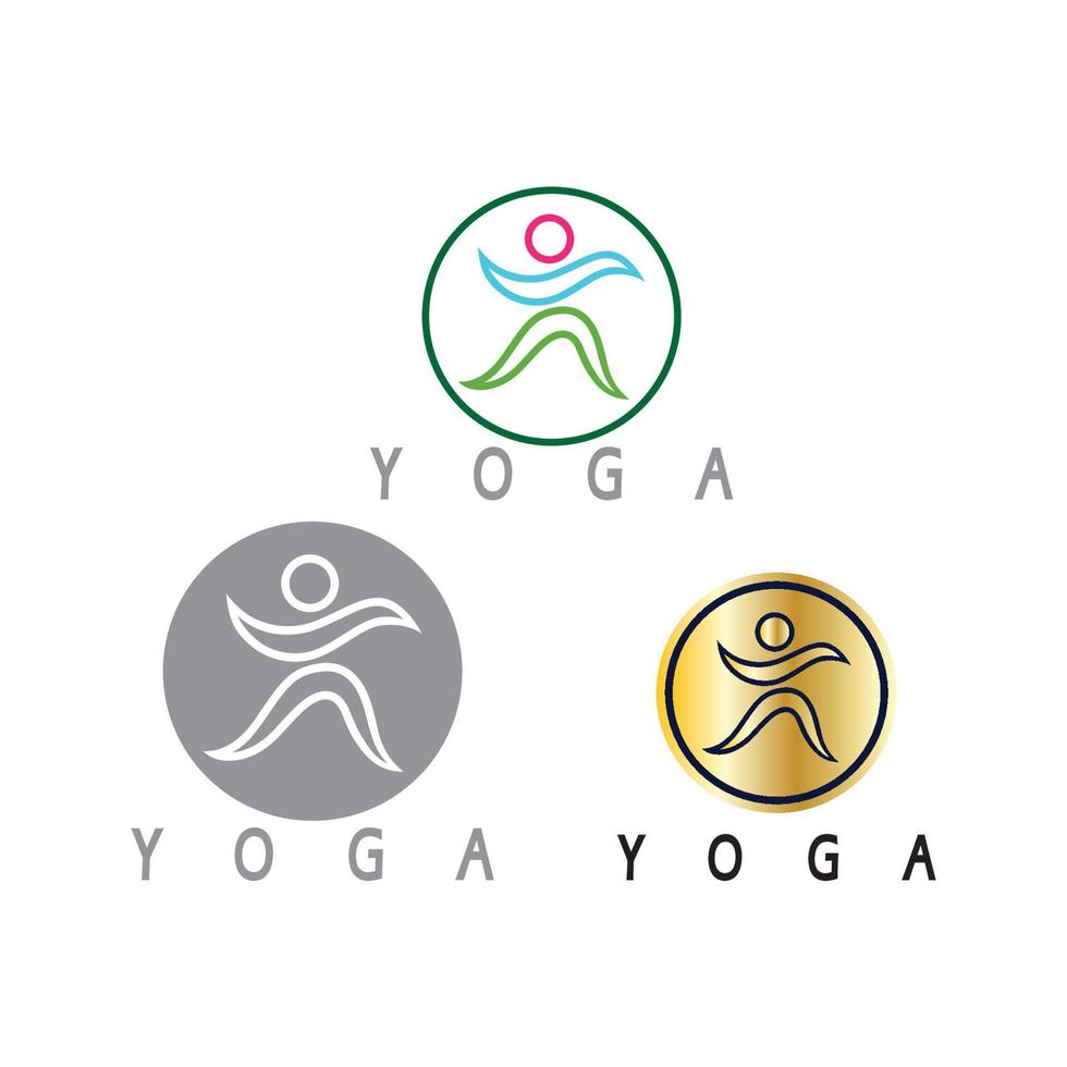 logo design of people doing yoga symbol icon illustration vector