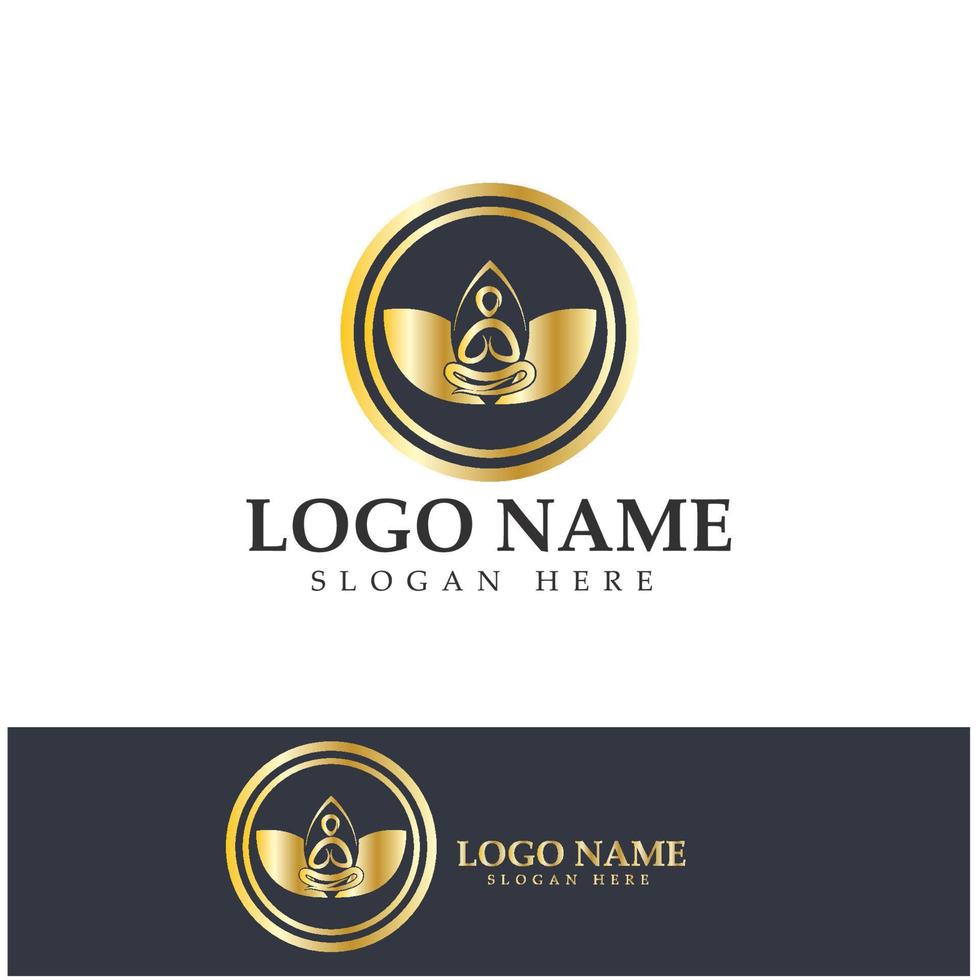 logo design of people doing yoga symbol icon illustration vector