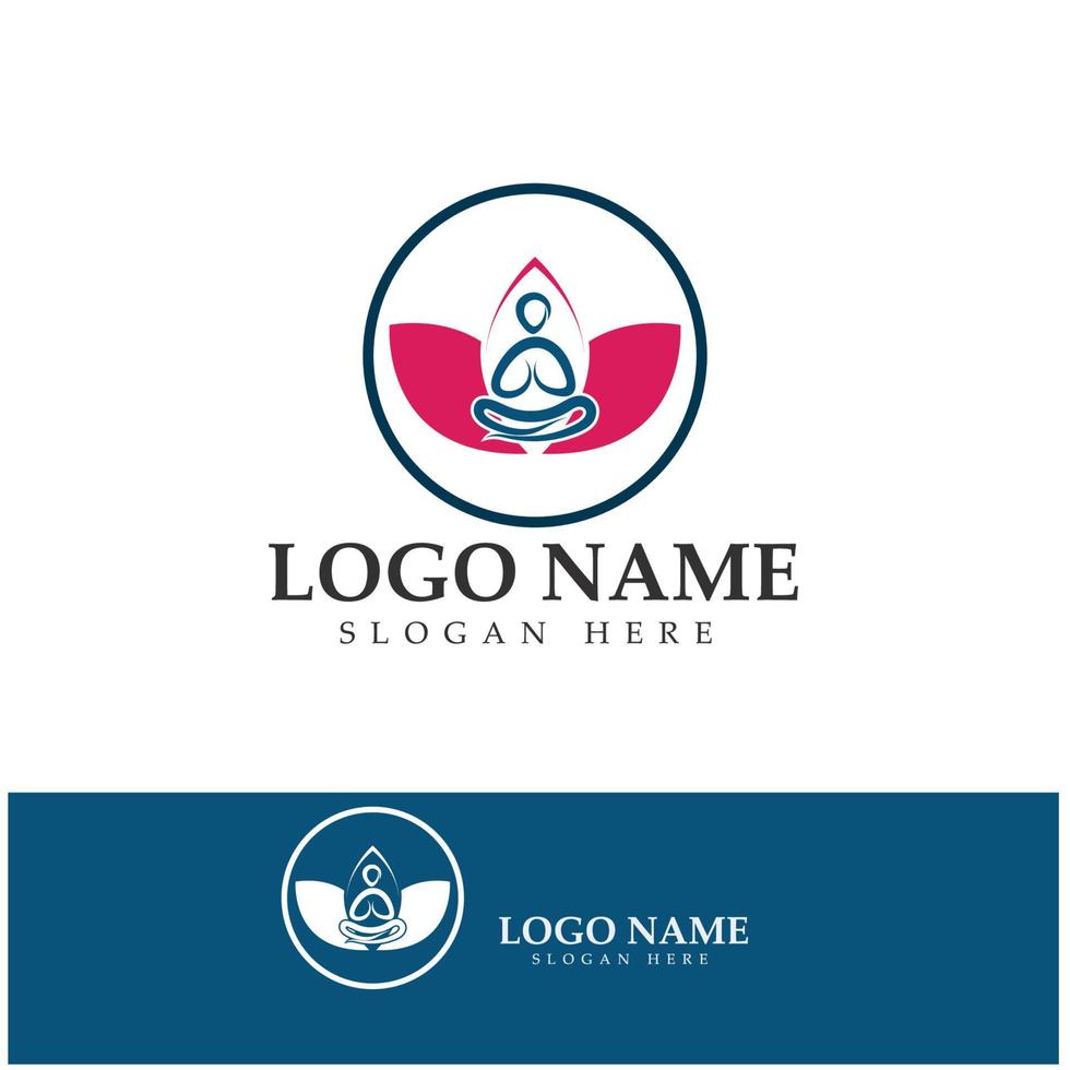 logo design of people doing yoga symbol icon illustration vector