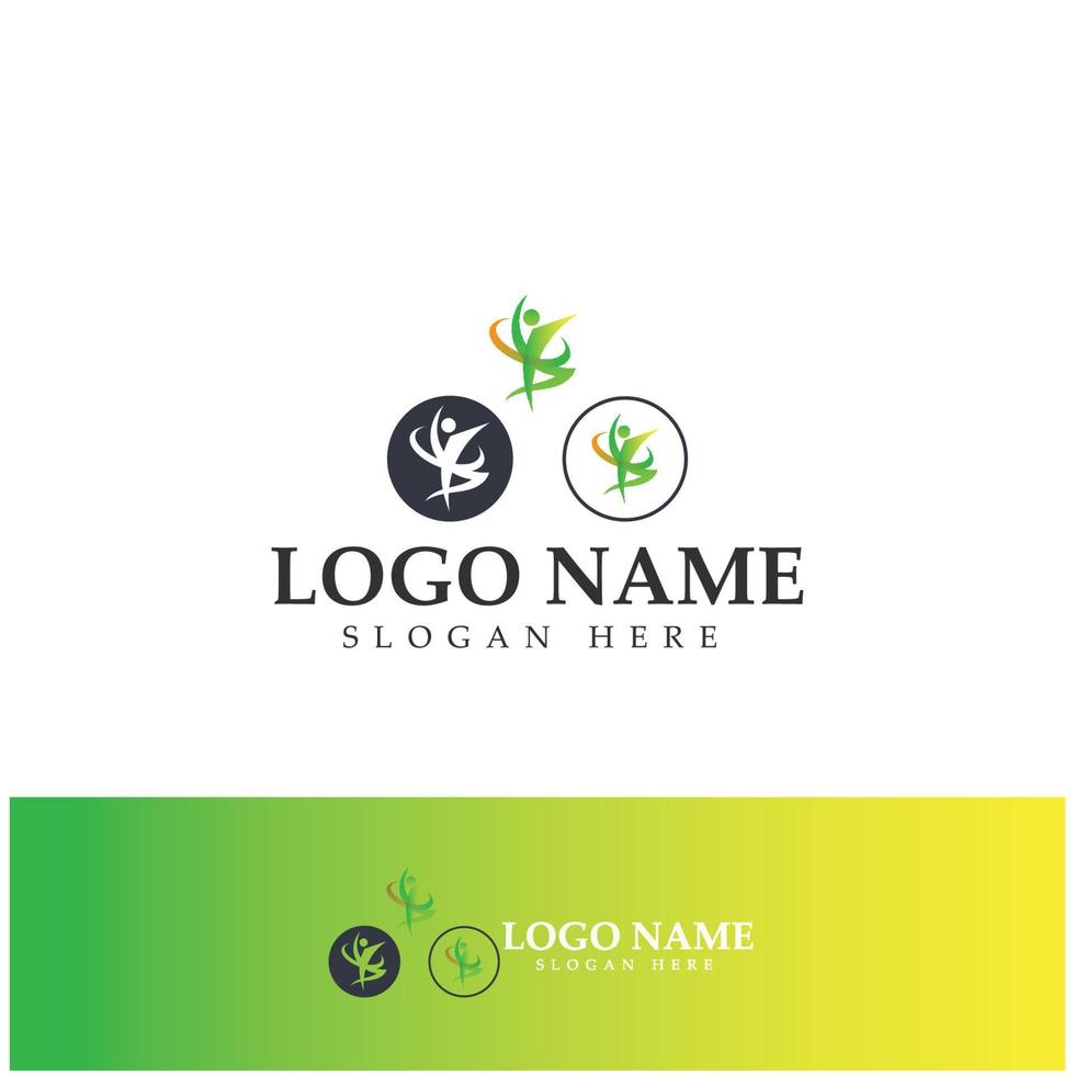 logo design of people doing yoga symbol icon illustration vector