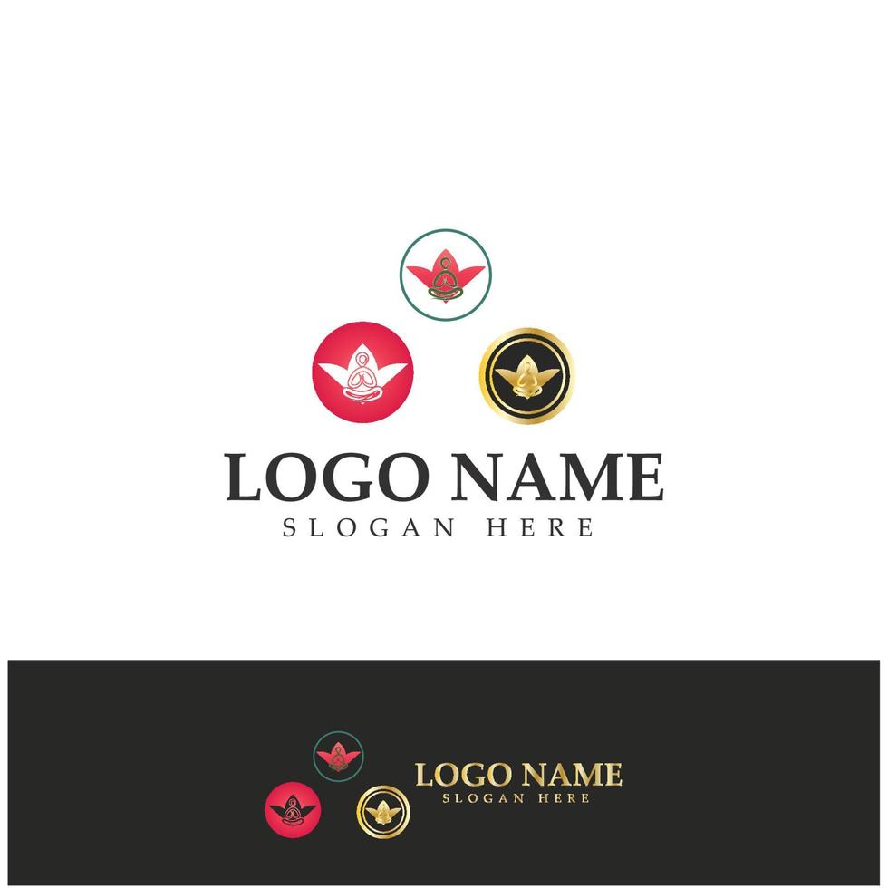 logo design of people doing yoga symbol icon illustration vector