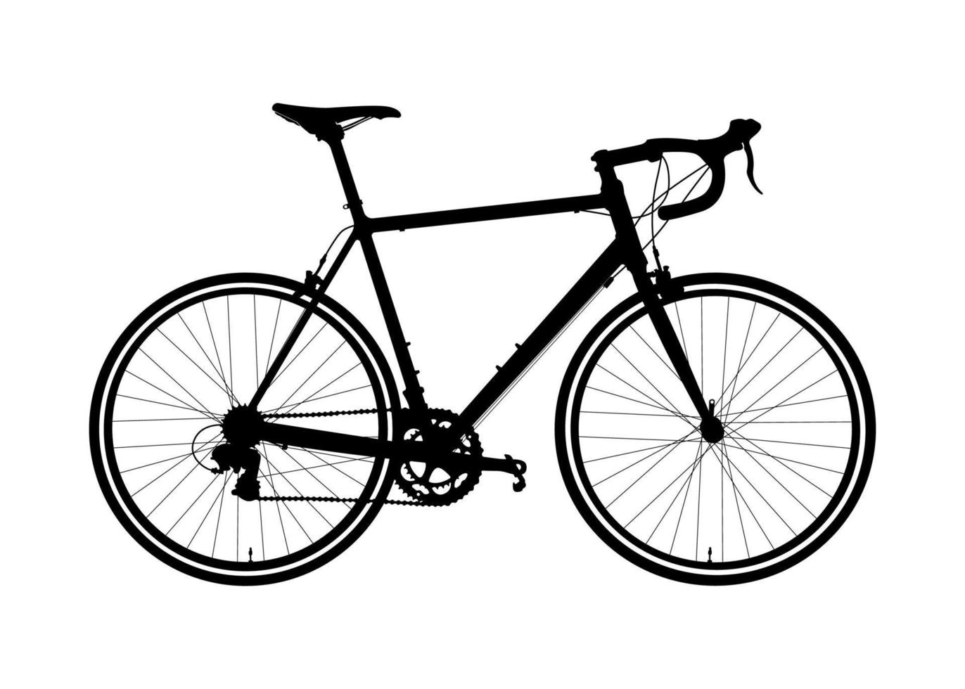 silueta de bicicleta de carretera realista, ilustración de vehículo de una sola pista de bicicleta. vector