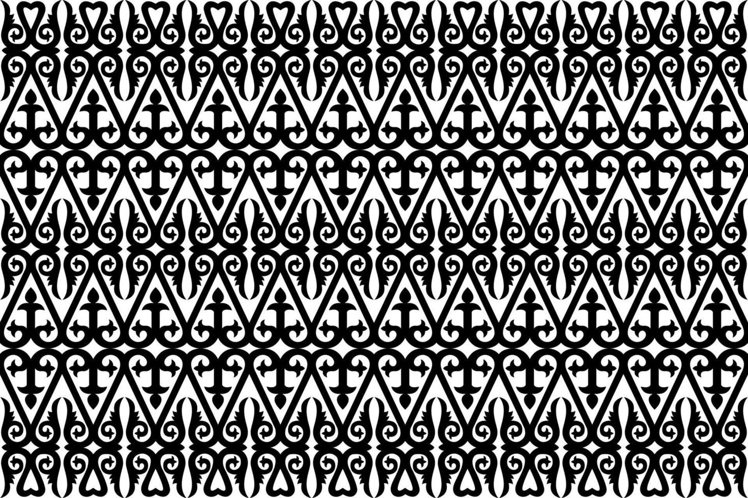 Black And White Ornamental Hearts Pattern Background. vector