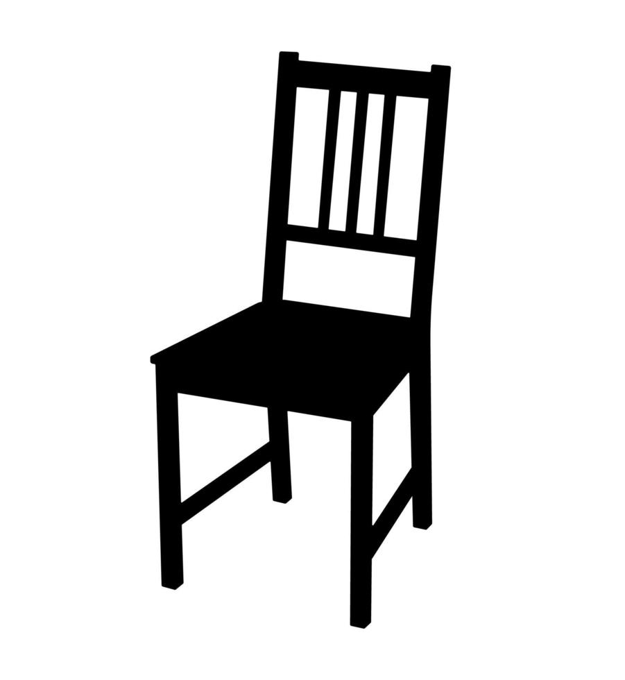 Wooden Chair, Seat Furniture Silhouette Illustration. vector