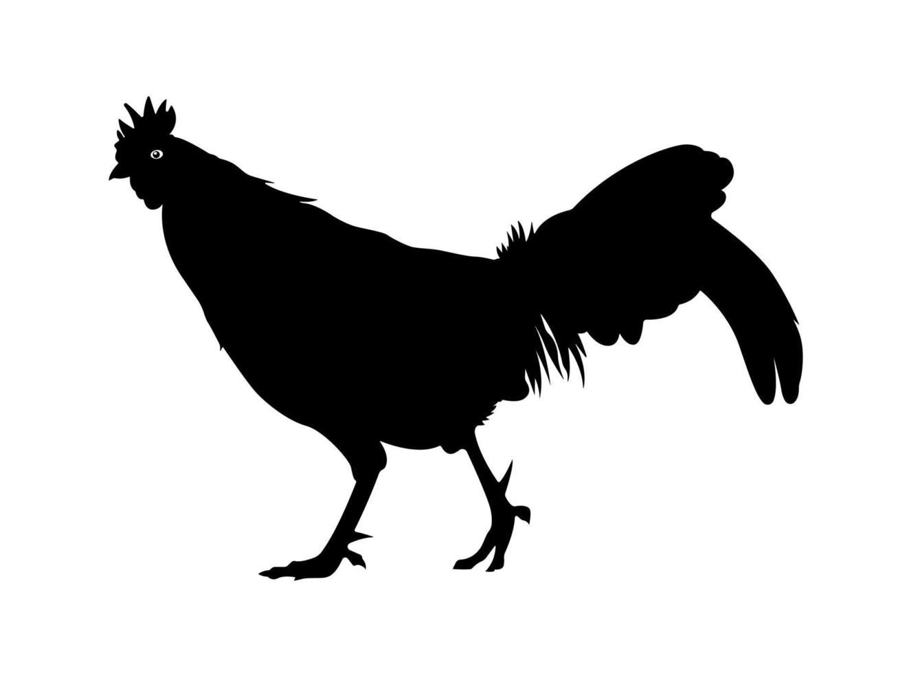 Rooster Bird Silhouette, Cock Animal Illustration. vector