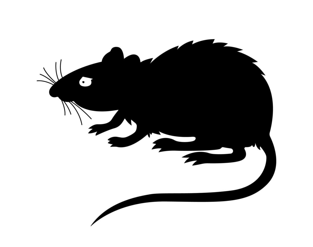 Rat Animal Silhouette, Mouse Rodents Illustration. vector