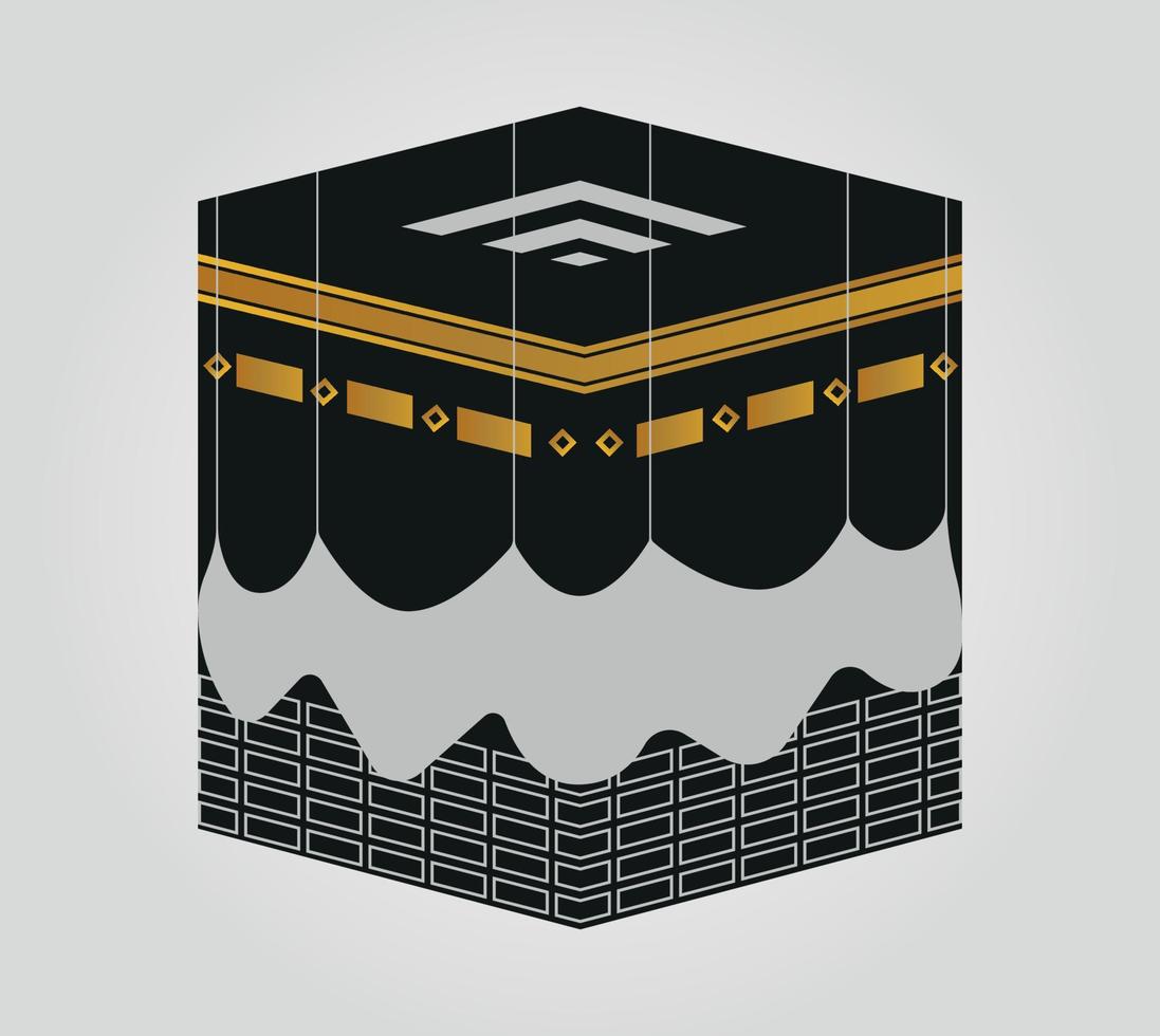 Kaaba Mecca Hajj Drawing, Islamic Site Illustration. vector
