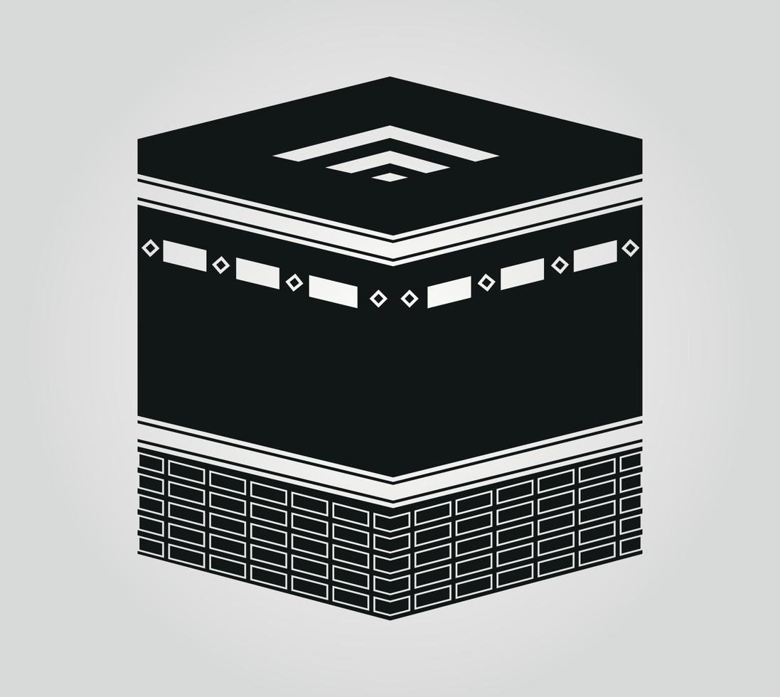 Kaaba Mecca Haj Silhouette, Islamic Site Illustration. vector