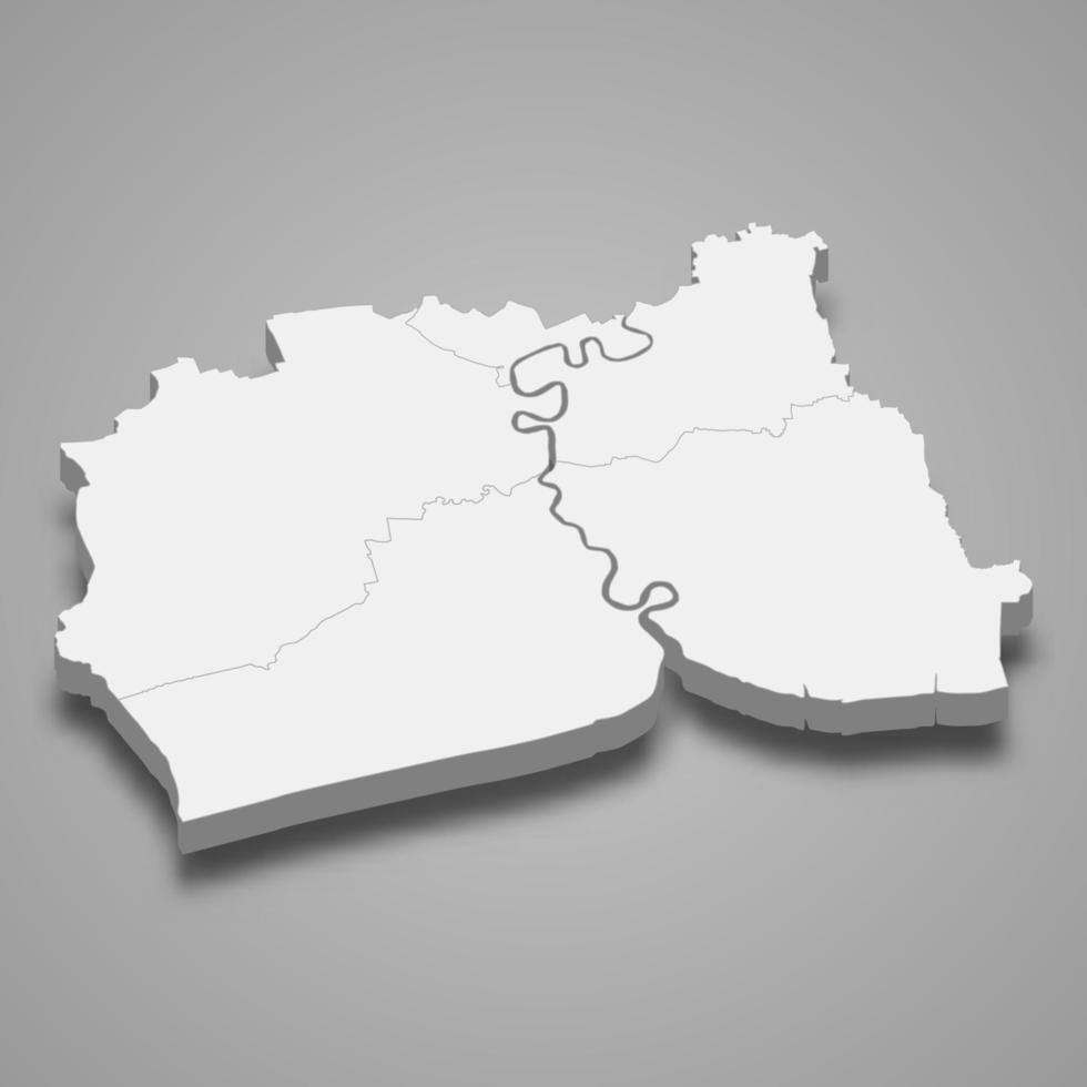 3d map of Samut Sakhon is a province of Thailand vector