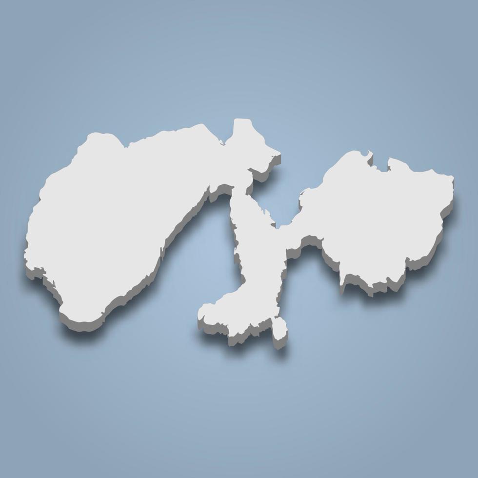 3d isometric map of Peleng is an island in Indonesia vector