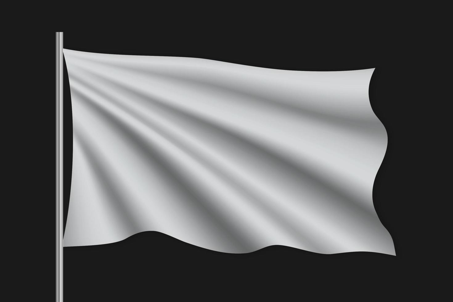 Waving blank flag on flagpole. vector