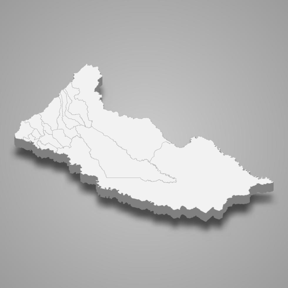 3d map of Caqueta is a department of Colombia vector