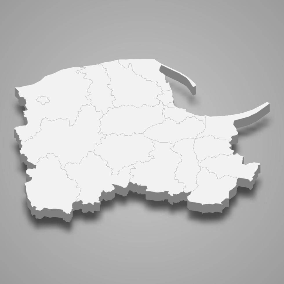 3d map of Pomerania voivodeship is a province of Poland, vector