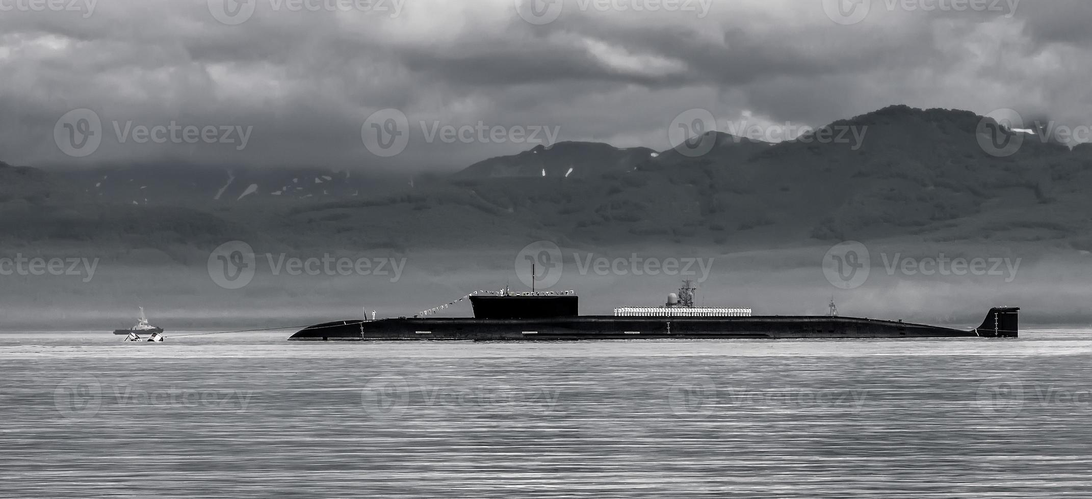 Atomic submarine On the parade in Kamchatka Peninsula photo