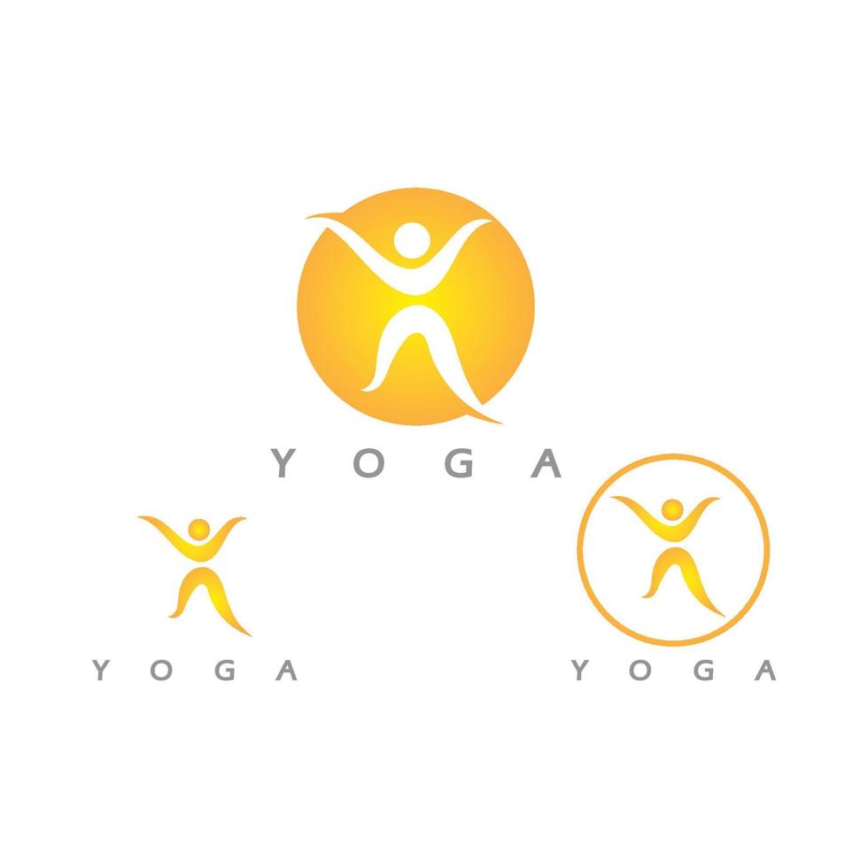 logo design of people doing yoga symbol icon illustration vector