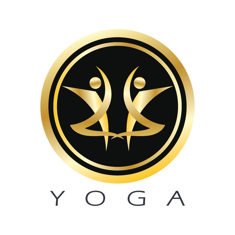 logo design of people doing yoga symbol icon illustration vector