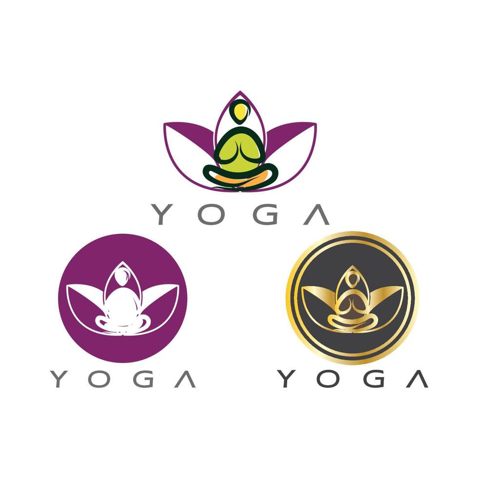 logo design of people doing yoga symbol icon illustration vector